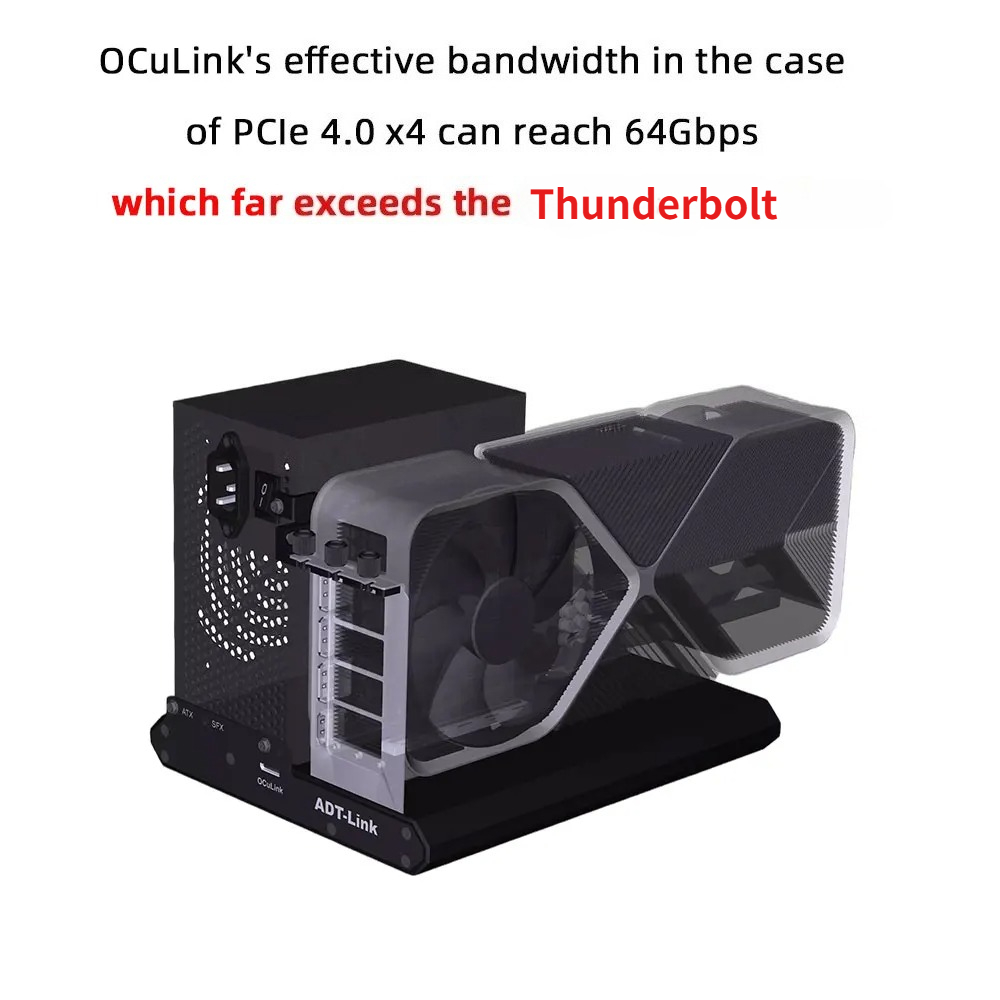 ADT-Link PCIe 4.0X4 64Gbs F9Q  - Oculink Gpu Dock Station 评论和价格
